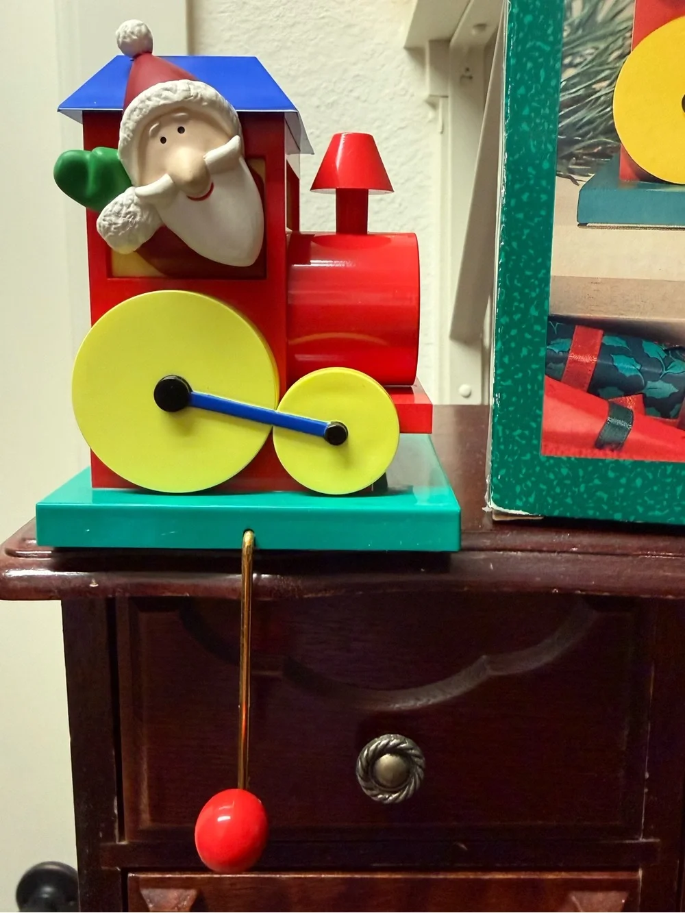 Hallmark Santa Christmas Train Stocking Hanger - Red, Yellow, Green, Blue